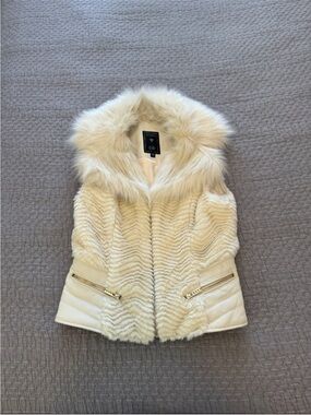 Guess Leather & Fur Moto Style Vest
